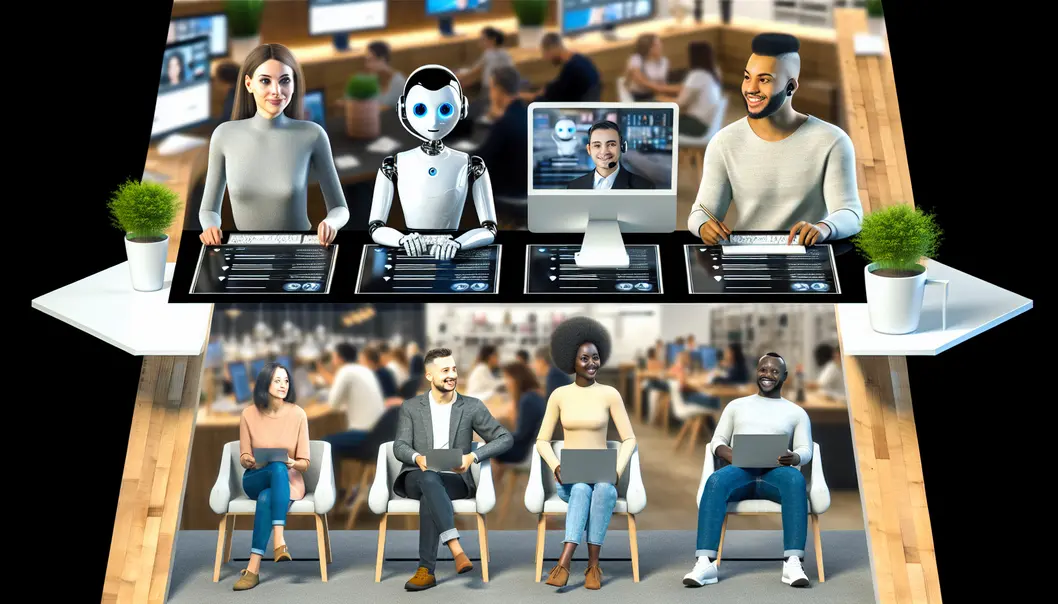 AI agents automating and optimizing business operations in a digital workspace.