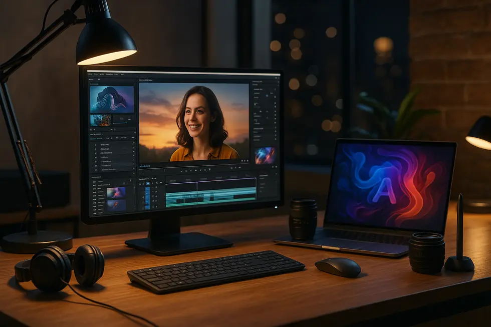 Photo-realistic image of a digital studio environment symbolizing Hypernatural AI's transformative impact.