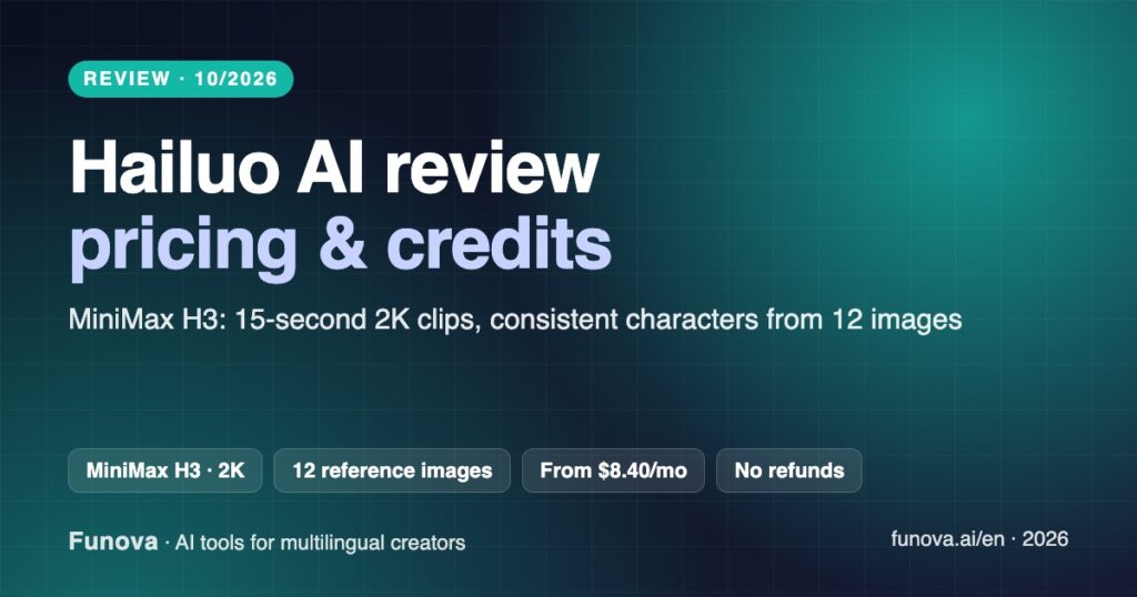 Hailuo AI review 2026: MiniMax H3 pricing and credits